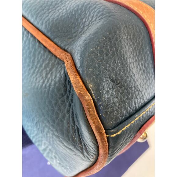 DOONEY & BOURKE NAVY-TEAL PEBBLED LEATHER LARGE HANDBAG - Picture 7 of 16